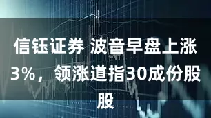信钰证券 波音早盘上涨3%，领涨道指30成份股